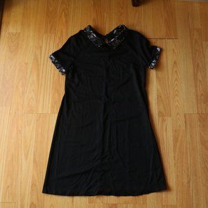 Aqua Womens Gray Plaid Collared Shift Mini Dress